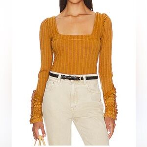 Free People Could I Love You More Top Tiger Eye‎ Yellow Size Large